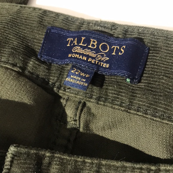 Talbots woman petites green corduroy pants signature boot sz 22wp - Picture 2 of 6